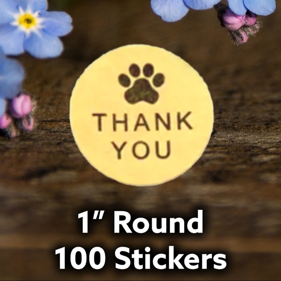 Other - 100 Paw Print Thank You Stickers Pets Dog Cat